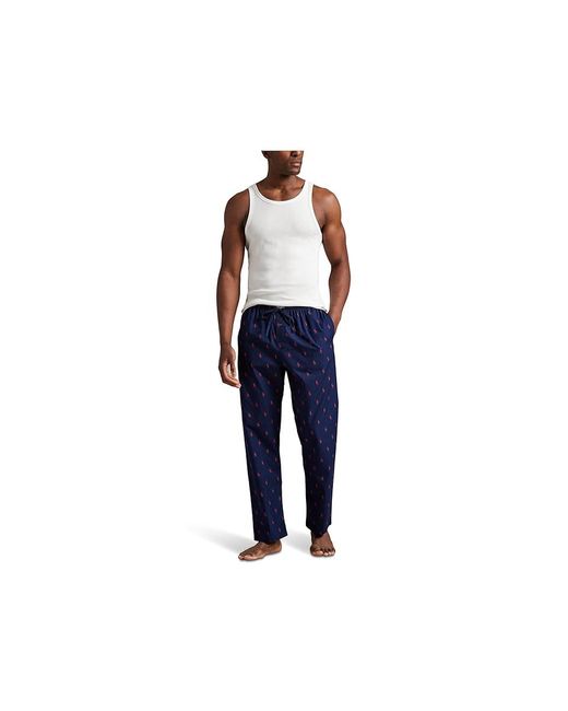 Polo Ralph Lauren Black Aopp Woven Pj Pants Pajama, Cotton for men
