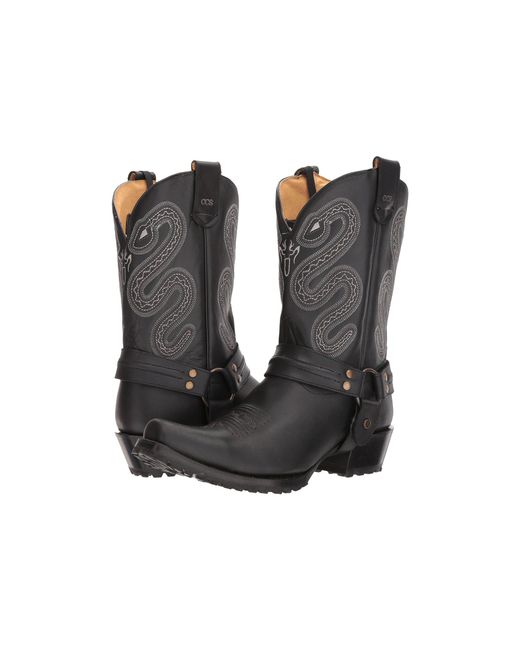 Roper Sting (matte Black Leather W/ Lug Sole) Cowboy Boots for men