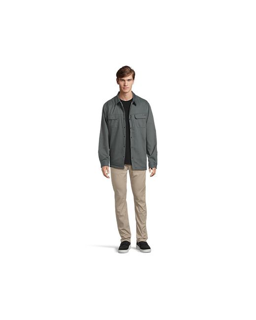 Salty Crew Black Fathom Long Sleeve Tech Shacket Jacket, Elastane/Fleece/Polyester for men