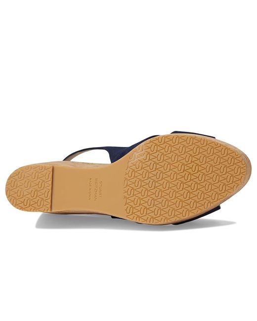 Stuart Weitzman Blue Dayna Slingback Wedge Wedge Shoes, Leather