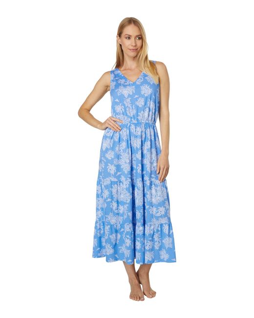 Tommy Bahama Cotton V-neck Sleeveless Maxi Gown in Blue | Lyst