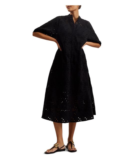 Ted Baker Black Nikaia Oversized Broderie Dress