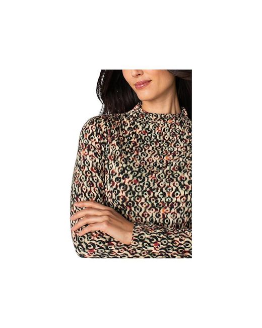 Liverpool Los Angeles Black Long Sleeve Pleasted Mock Neck Knit Top With Shirring Clothing, Spandex/Viscose