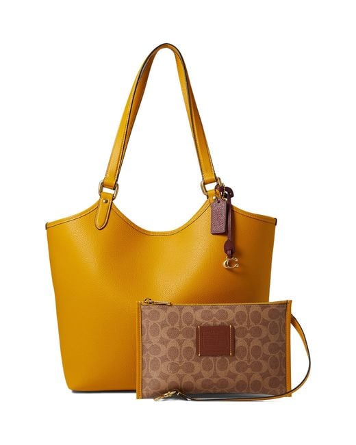 COACH Brown Polished Pebble Leather Day Tote