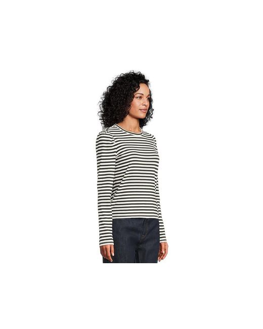 Madewell Black Easy Puff Sleeve Long Sleeve Stripe Clothing Lg 10-12) Cotton