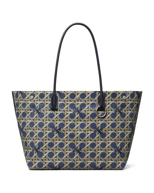 Tory Burch Canvas Basket Weave Tote in Blue Lyst