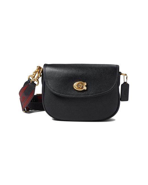 COACH Polished Pebble Leather Willow Saddle Bag in Black Lyst