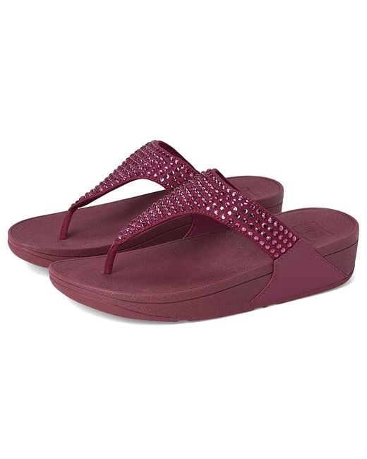 Fitflop Purple Lulu Maxi-Crystal Toe-Post Sandals Wedge Shoes 5 M (B) Synthetic
