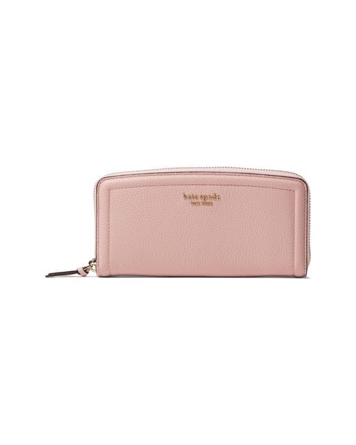 Kate Spade Knott Pebbled Leather Slim Continental Wallet in Orange - Lyst