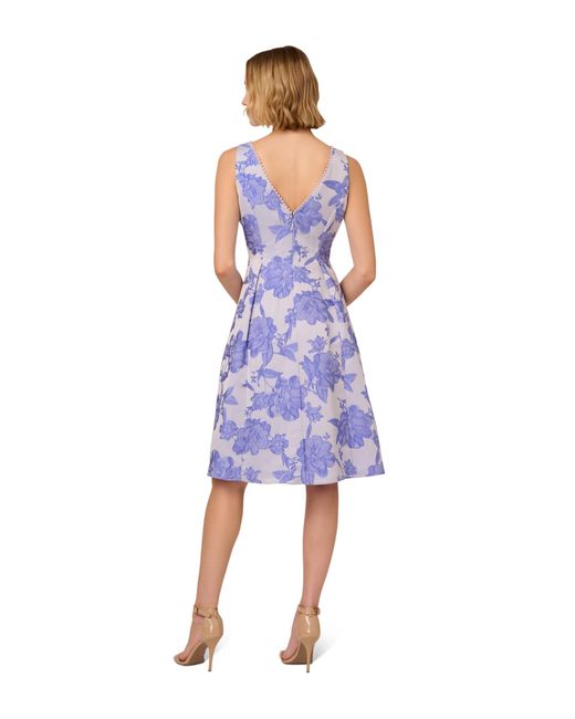 Adrianna Papell Blue Printed Short Dress