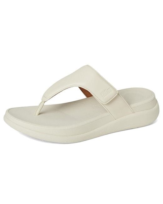 Fitflop White F-Mode Go Adjustable Flatform Toe-Post Sandals Wedge Shoes 10 M (B) Faux Leather