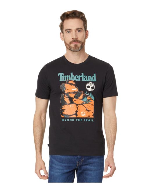 Timberland Black Front Graphic Short Sleeve Tee for men