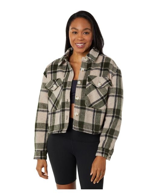 Blank NYC Synthetic Cropped Plaid Shirt Jacket In Perfect Timing in