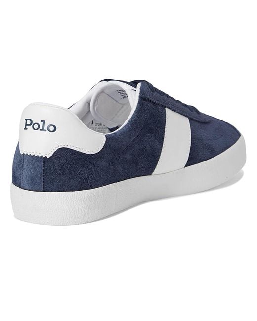 Polo Ralph Lauren Blue Court Vulc Leather-Suede Sneaker Shoes 8 D for men
