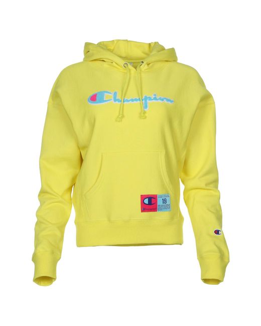 Champion Yellow Reverse Weave Pullover Hoodie