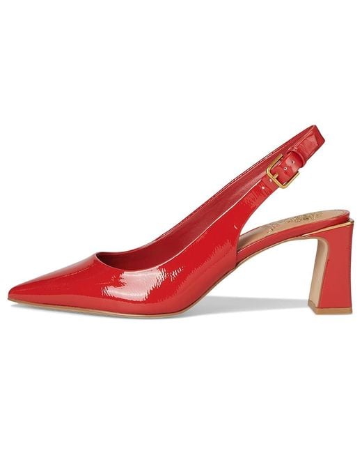 Vince Camuto Red Hamden Buckle Slingback Pumps High Heels, Leather/Rubber