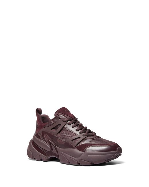 Michael Kors Purple Nick Leather And Mesh Trainer for men