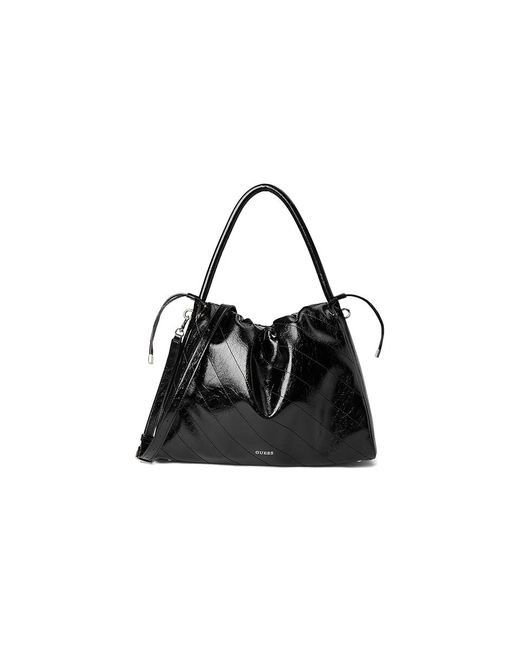 Guess Black Amys Drawstring Tote Handbags, Polyurethane