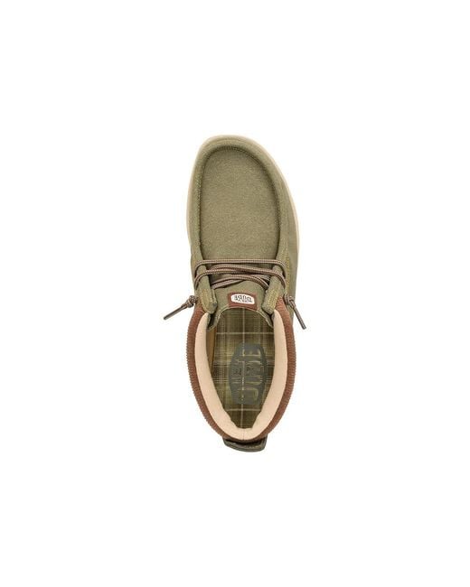 HeyDude Green Wally Mid Gripr Workwear Lace-Up Boots, Canvas for men