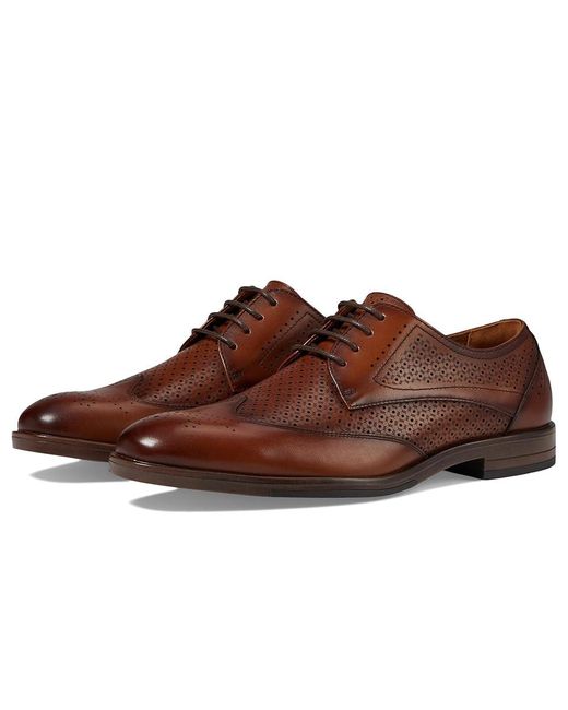 Stacy Adams Lockwood Wingtip Ornament Cognac Slip On Dress Shoes for Men