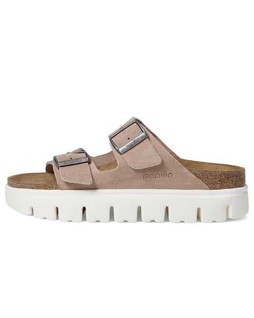 Birkenstock Metallic Papillio By Arizona Chunky Platform Sandal (Warm Sand Suede) Sandals