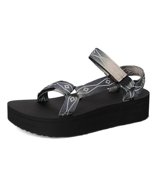 Teva Black Flatform Universal Sunscape Sandals Waterles/Cream 5 B