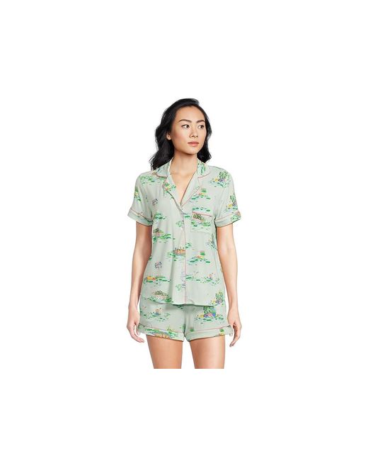 Kate Spade Multicolor Short Sleeve Boxer Pj Set Pajama Sets, Modal/Spandex