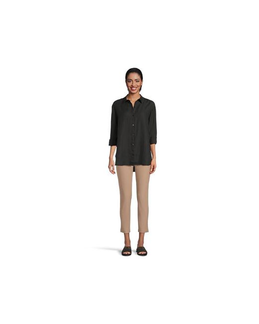 Eileen Fisher Black Petite Slim Ankle Pant Dress Pants, Nylon