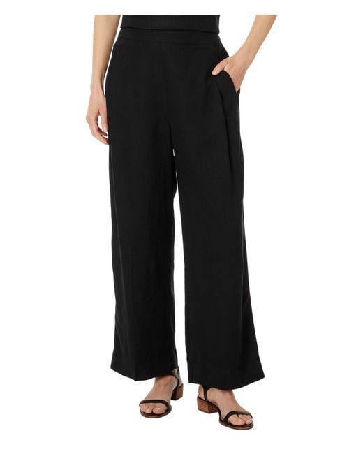 Madewell Black Pull-on Straight Crop Pants In 100% Linen