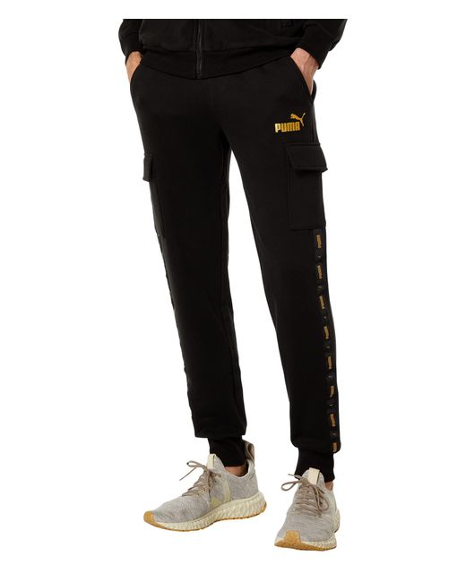 PUMA Essentials+ Tape Golden! Cargo Pants in Black for Men | Lyst