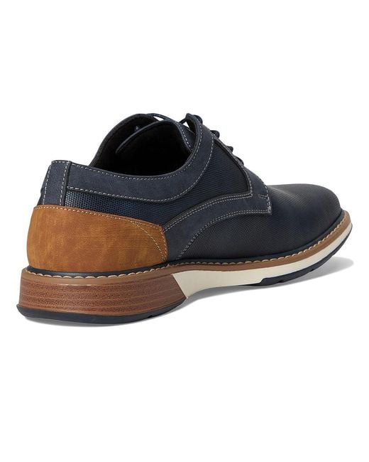 Stacy Adams Blue Phineas Plain Toe Lace-Up Shoes, Faux Leather for men