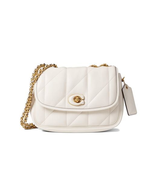 COACH Leather Quilted Pillow Madison Shoulder Bag in White - Lyst