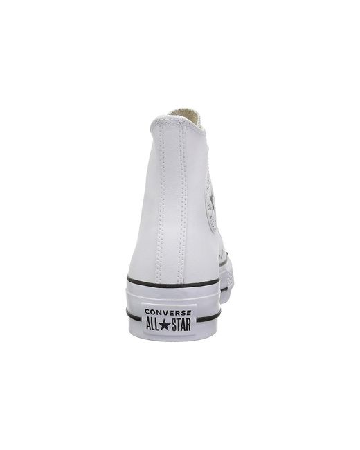 Converse White Chuck Taylor All Star High Top Platform Leather Sneaker Lace Up Casual Shoes/ 10 B