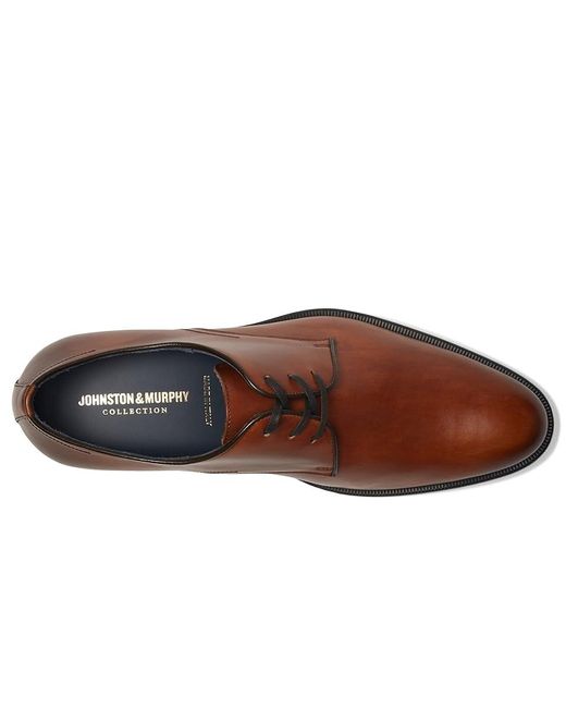 Johnston & Murphy Brown Flynch Plain Toe Lace Up Wing Tip Shoes, Leather for men