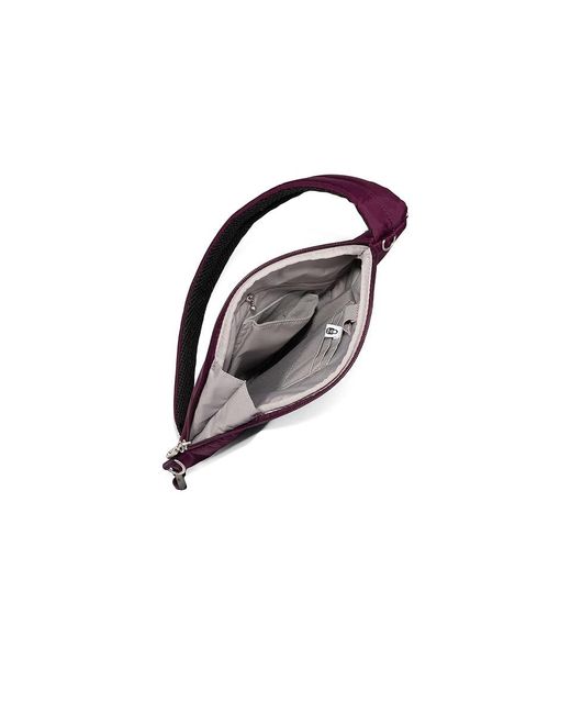 Baggallini Purple Securtex Anti-Theft Half Moon Sling Handbags, Nylon