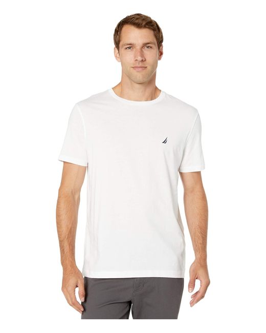Nautica White Short Sleeve Solid Crew Neck T-shirt for men