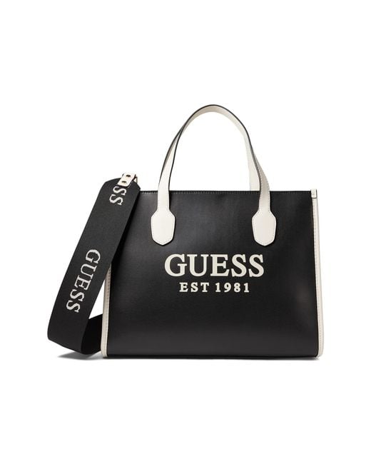 Guess Silvana Small Tote in Black | Lyst