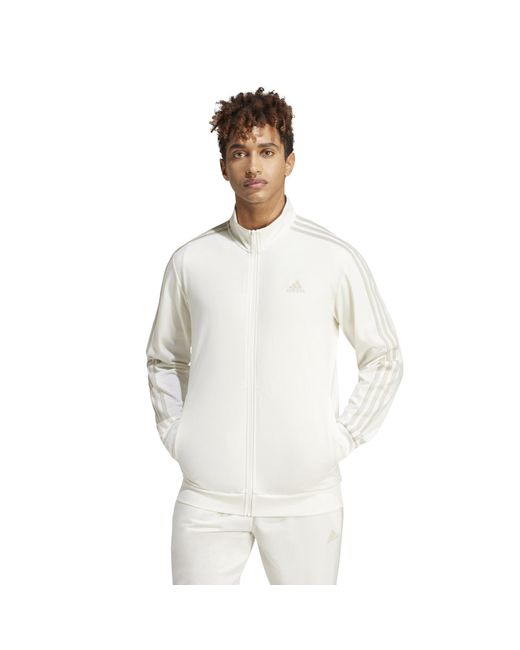 Adidas White Essentials Warm-up 3-stripes Track Jacket for men