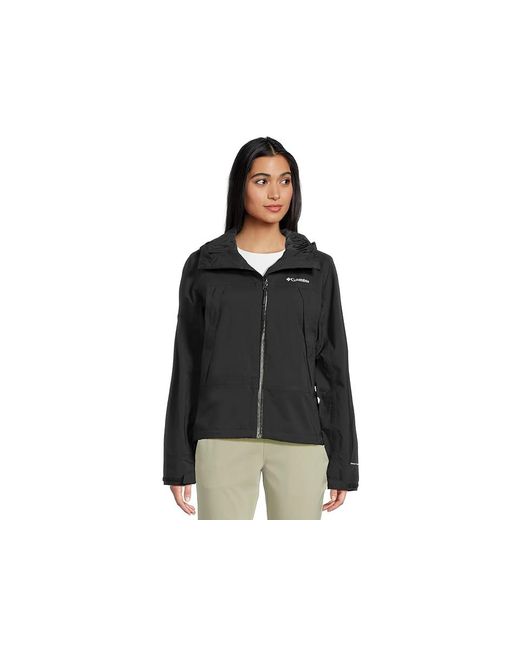 Columbia Black Boulder Falls Jacket Coat, Mesh/Polyester