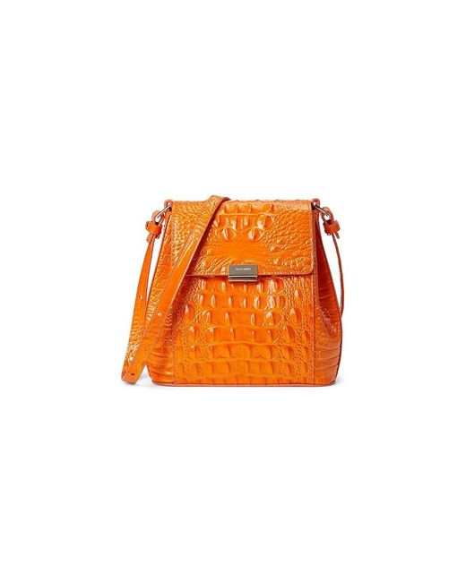 Brahmin Orange Marley Crossbody Cross Body Handbags, Leather