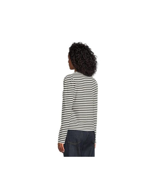 Madewell Black Easy Puff Sleeve Long Sleeve Stripe Clothing Lg 10-12) Cotton