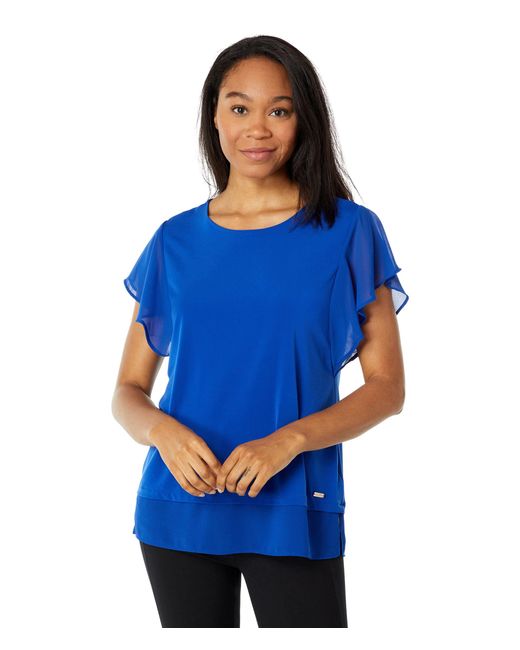 calvin klein ruffle sleeve
