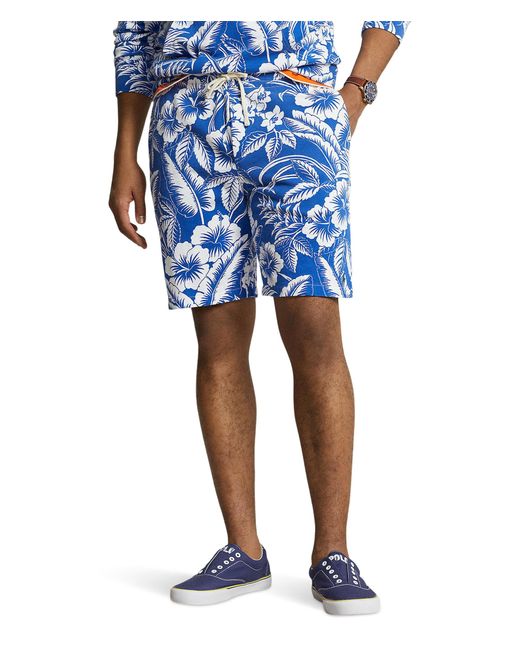 Polo Ralph Lauren Blue 8.5-inch Tropical Floral Spa Terry Shorts for men