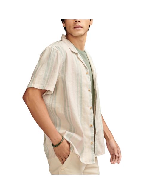 Lucky Brand Natural Striped Linen Camp Shirt for men