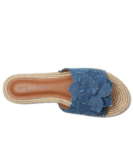 Lucky Brand Blue Biricha Floral Flat Sandals Sandals 5.5 B