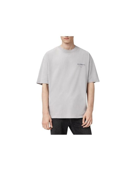 AllSaints Gray Future Short Sleeve Crew T Shirt, Cotton for men