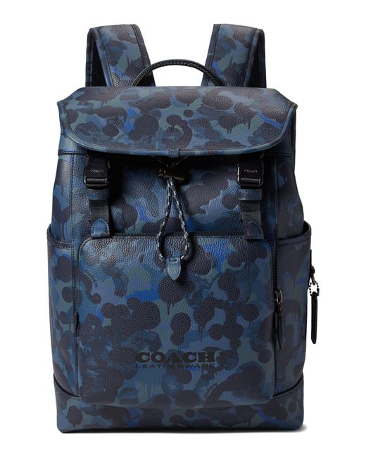 COACH Leather League Flap Backpack Camo in Blue for Men Lyst