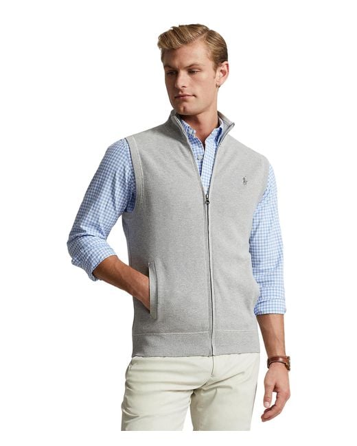 Polo Ralph Lauren Blue Mesh-knit Cotton Full-zip Sweater Vest for men