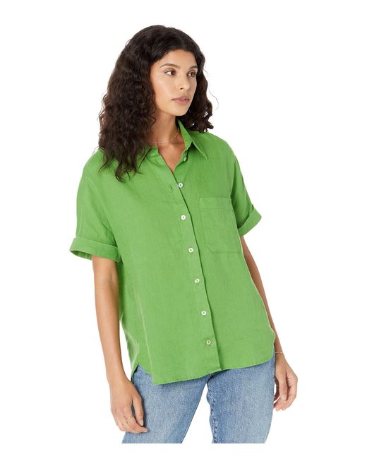 Mango Linen Pai Shirt in Green | Lyst