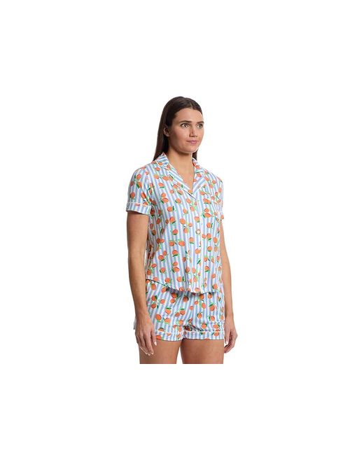 Kate Spade Black Short Sleeve Boxer Pj Set Pajama Sets, Modal/Spandex